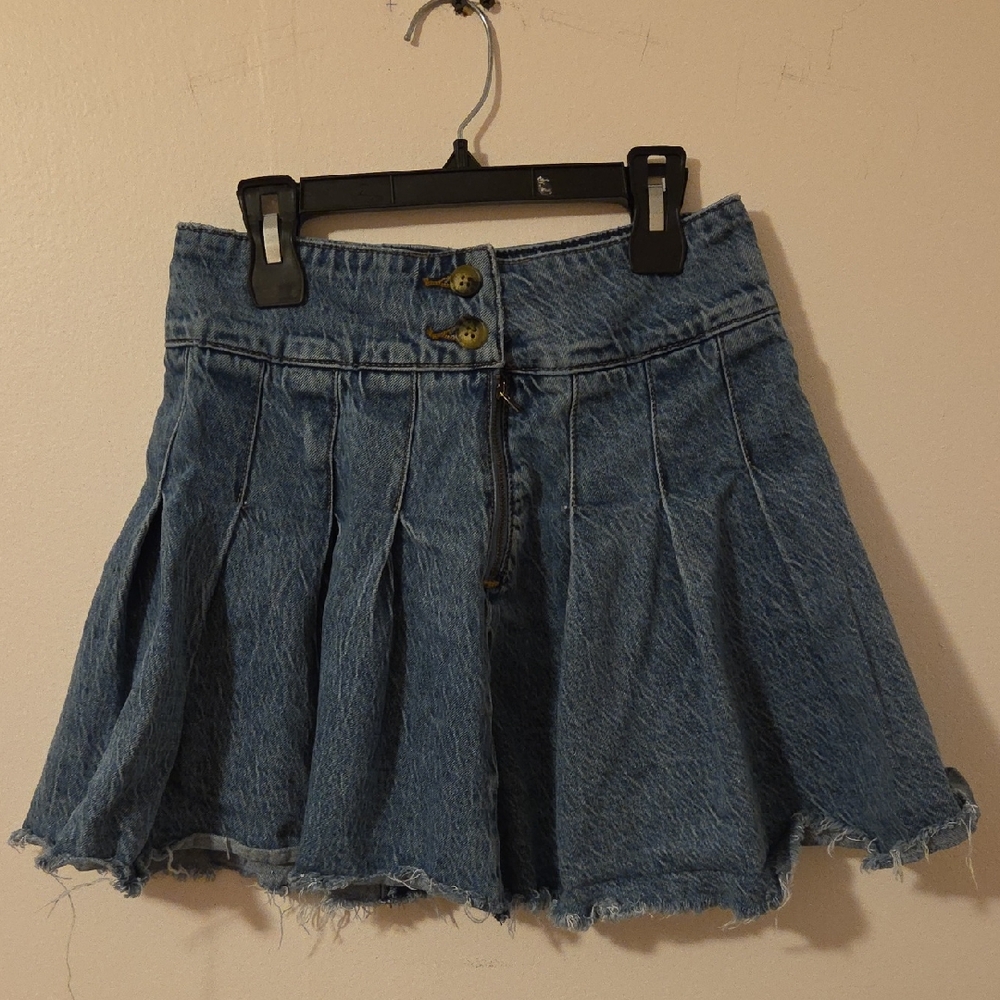 We The Free Blue Denim Skirt